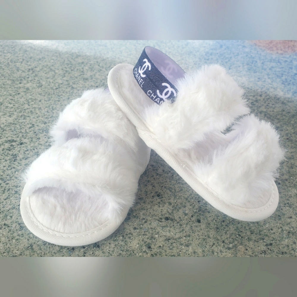 Furry Toddler Slides Slippers Sandals
